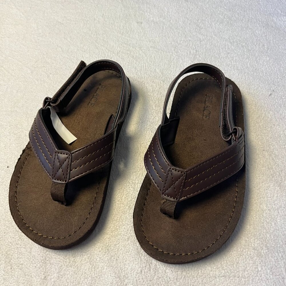 Toddler Boys Brown Casual Flip Flops w/ Backstrap Size 10/11 – Comfortable